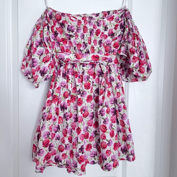 ZARA Off shoulder floral summer dress size S - Picture 2 of 5